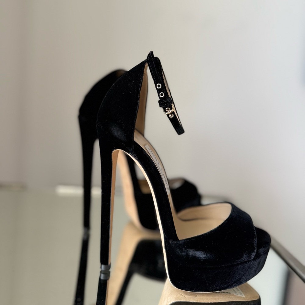 New Jimmy Choo Max 150 Black Velvet 37 $995 - Picture 7 of 12